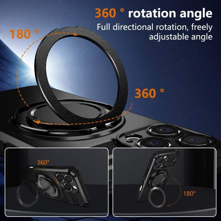 For iPhone 16 Pro Rotating Magnetic Holder Phone Case(Black) - iPhone 16 Pro Cases by PMC TechLife | Online Shopping South Africa | PMC TechLife | Buy Now Pay Later Mobicred