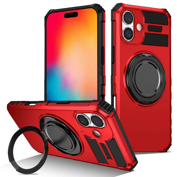 For iPhone 16 Rotating Magnetic Holder Phone Case(Red) - iPhone 16 Cases by PMC Jewellery | Online Shopping South Africa | PMC Jewellery | Buy Now Pay Later Mobicred