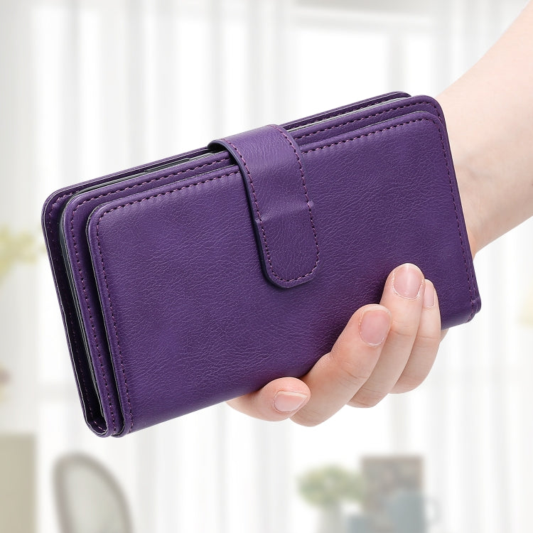 For iPhone 16e Multi-Function Wallet 10 Card Slots Leather Phone Case(Violet) - iPhone 16e Cases by PMC TechLife | Online Shopping South Africa | PMC TechLife | Buy Now Pay Later Mobicred