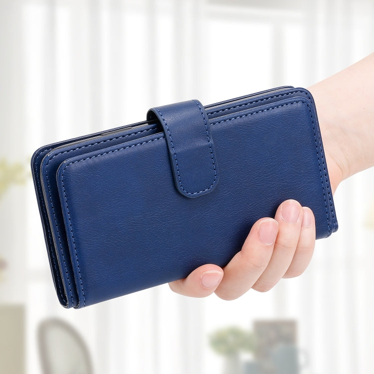 For iPhone 16e Multi-Function Wallet 10 Card Slots Leather Phone Case(Dark Blue) - iPhone 16e Cases by PMC TechLife | Online Shopping South Africa | PMC TechLife | Buy Now Pay Later Mobicred
