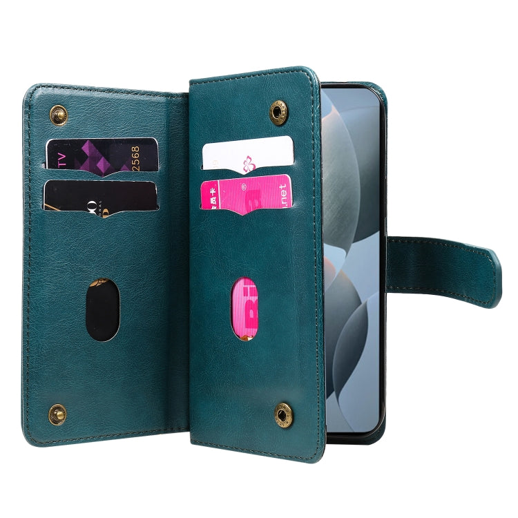 For Redmi K70 Multi-Function Wallet 10 Card Slots Leather Phone Case(Dark Green) - K70 Cases by PMC Jewellery | Online Shopping South Africa | PMC Jewellery | Buy Now Pay Later Mobicred