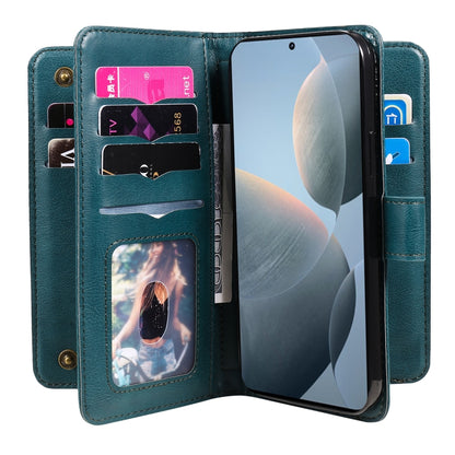 For Redmi K70 Multi-Function Wallet 10 Card Slots Leather Phone Case(Dark Green) - K70 Cases by PMC Jewellery | Online Shopping South Africa | PMC Jewellery | Buy Now Pay Later Mobicred