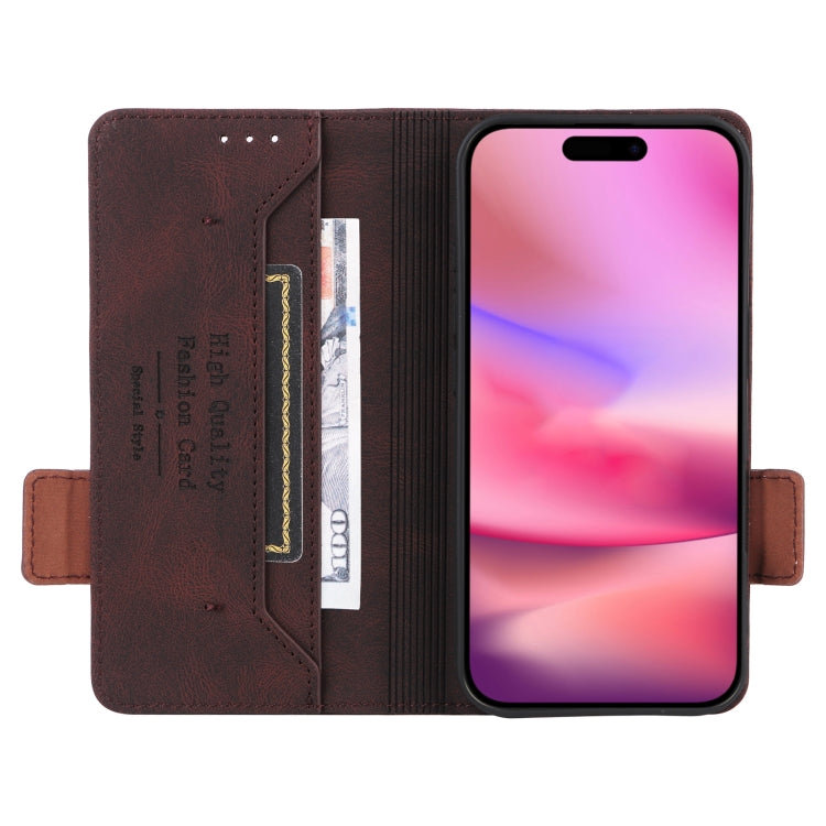 For iPhone 16 Plus Magnetic Clasp Leather Phone Case(Brown) - iPhone 16 Plus Cases by PMC TechLife | Online Shopping South Africa | PMC TechLife | Buy Now Pay Later Mobicred