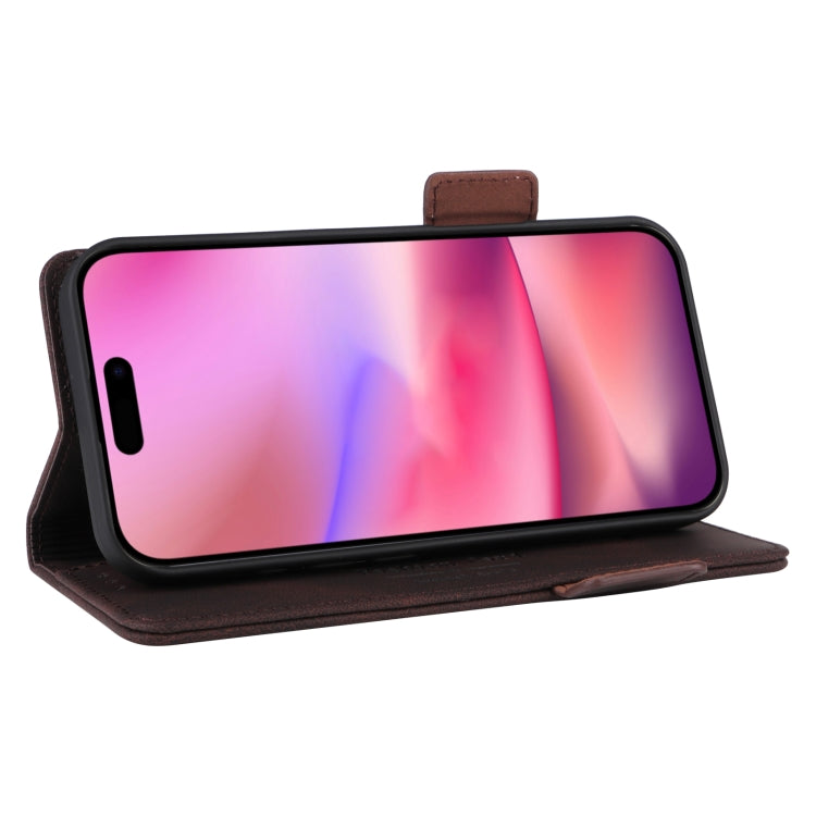 For iPhone 16 Plus Magnetic Clasp Leather Phone Case(Brown) - iPhone 16 Plus Cases by PMC TechLife | Online Shopping South Africa | PMC TechLife | Buy Now Pay Later Mobicred