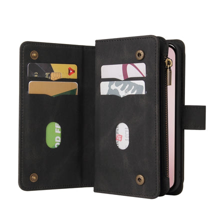 For iPhone 16 Pro Skin Feel Multi Card Slots Zipper Wallet Leather Phone Case(Black) - iPhone 16 Pro Cases by PMC Jewellery | Online Shopping South Africa | PMC Jewellery | Buy Now Pay Later Mobicred