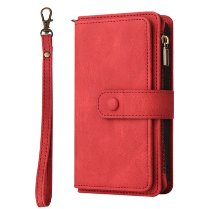 For Redmi K70 Skin Feel Multi Card Slots Zipper Wallet Leather Phone Case(Red) - K70 Cases by PMC Jewellery | Online Shopping South Africa | PMC Jewellery | Buy Now Pay Later Mobicred