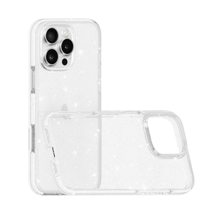 For iPhone 16 Plus Dual Color Clear Glitter TPU + TPE Full Coverage Phone Case(Glitter White) - iPhone 16 Plus Cases by PMC Jewellery | Online Shopping South Africa | PMC Jewellery | Buy Now Pay Later Mobicred