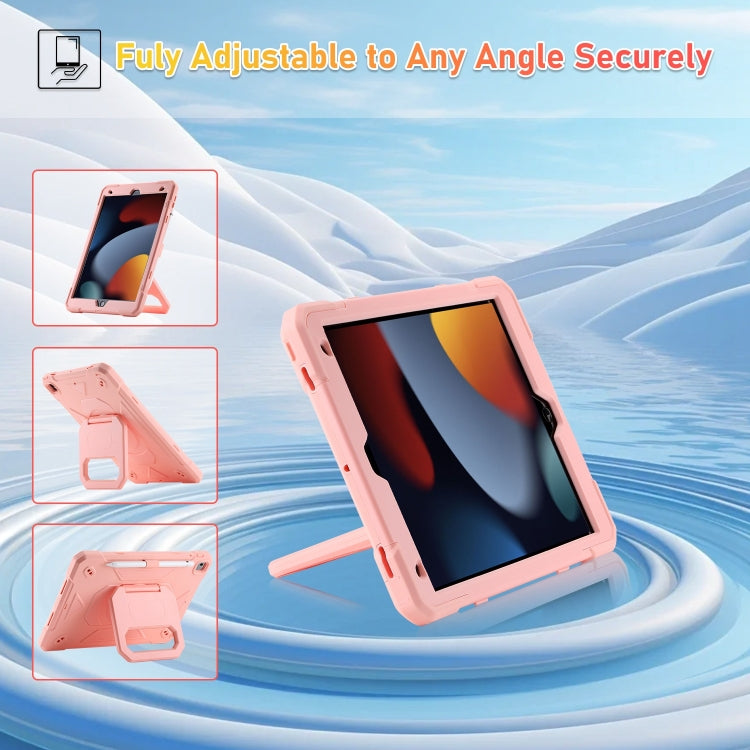 For iPad 10.2 2021 / 2020 / 2019 Legend Grip Holder Silicone Hybrid PC Tablet Case with Strap(Pink) - iPad 10.2 Cases by PMC Jewellery | Online Shopping South Africa | PMC Jewellery | Buy Now Pay Later Mobicred