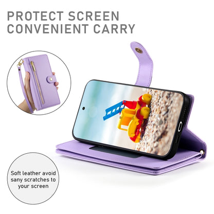 For Google Pixel 9 Pro XL Nine Card-slot Zipper Wallet Bag Leather Phone Case(Purple) - Google Cases by PMC Jewellery | Online Shopping South Africa | PMC Jewellery | Buy Now Pay Later Mobicred