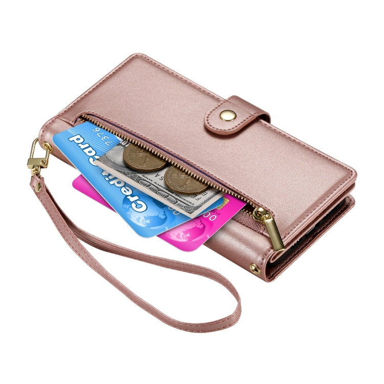 For Redmi K70 Nine Card-slot Zipper Wallet Bag Leather Phone Case(Pink) - K70 Cases by PMC Jewellery | Online Shopping South Africa | PMC Jewellery | Buy Now Pay Later Mobicred