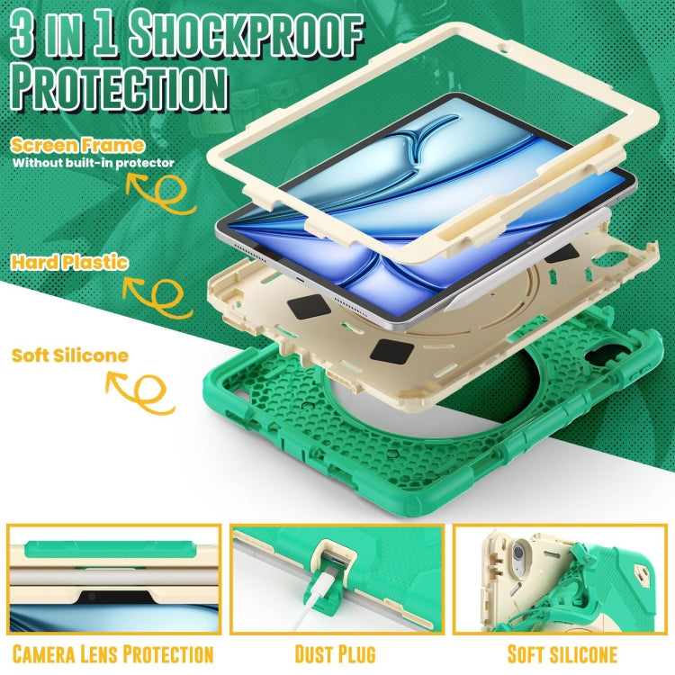 For iPad Air 11 2024 Spider Rotation Handle Silicone Hybrid PC Tablet Case(Cyan Beige) - iPad Air 11 2024 Cases by PMC Jewellery | Online Shopping South Africa | PMC Jewellery | Buy Now Pay Later Mobicred