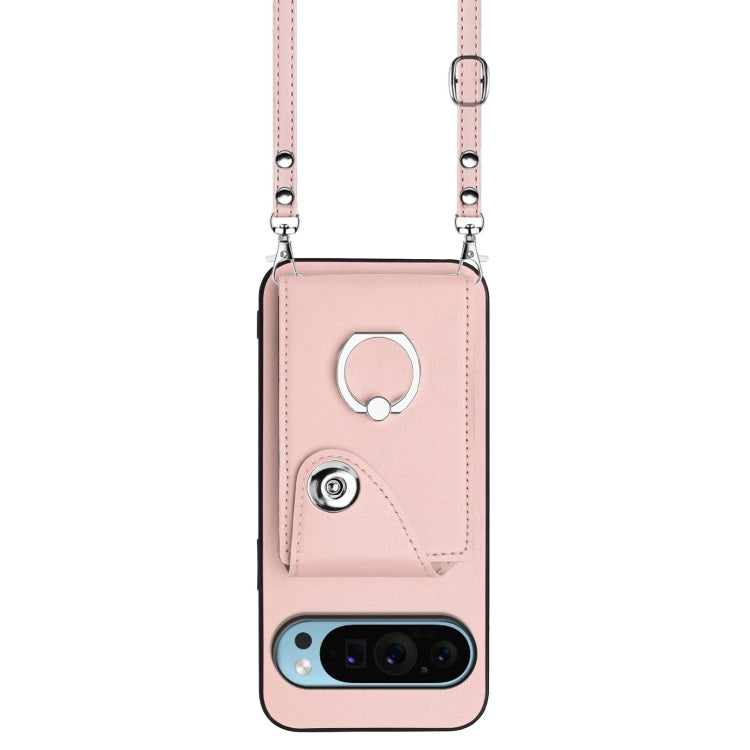 For Google Pixel 9 / 9 Pro Organ Card Bag Ring Holder Phone Case with Long Lanyard(Pink) - Google Cases by PMC Jewellery | Online Shopping South Africa | PMC Jewellery | Buy Now Pay Later Mobicred