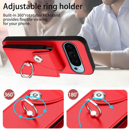 For Google Pixel 9 / 9 Pro Organ Card Bag Ring Holder Phone Case with Long Lanyard(Red) - Google Cases by PMC Jewellery | Online Shopping South Africa | PMC Jewellery | Buy Now Pay Later Mobicred