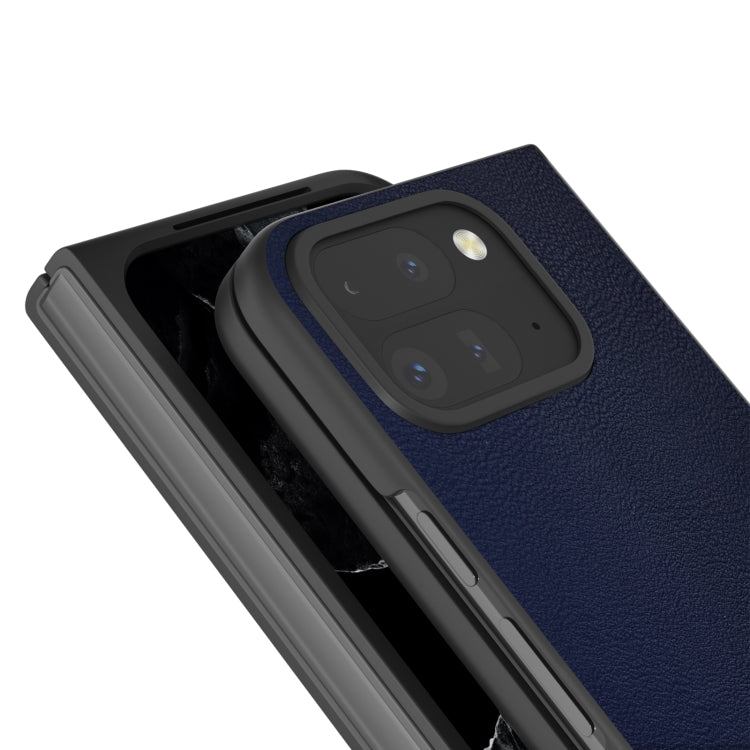 For Google Pixel 9 Pro Fold PU Leather Black Frame Full Coverage Phone Case(Dark Blue) - Google Cases by PMC Jewellery | Online Shopping South Africa | PMC Jewellery | Buy Now Pay Later Mobicred