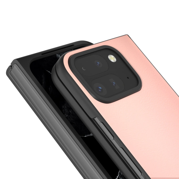 For Google Pixel 9 Pro Fold PU Leather Black Frame Full Coverage Phone Case(Light Pink) - Google Cases by PMC Jewellery | Online Shopping South Africa | PMC Jewellery | Buy Now Pay Later Mobicred