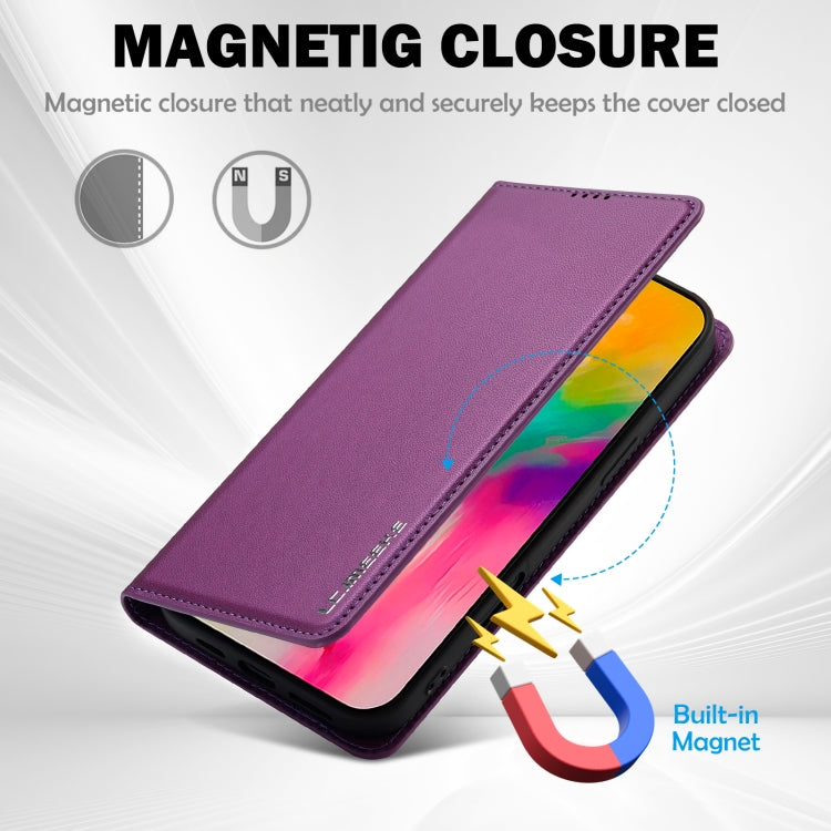 For iPhone 16 Pro Max LC.IMEEKE L1 Series Frosted Fine Texture PU Phone Case(Purple) - iPhone 16 Pro Max Cases by LC.IMEEKE | Online Shopping South Africa | PMC Jewellery | Buy Now Pay Later Mobicred