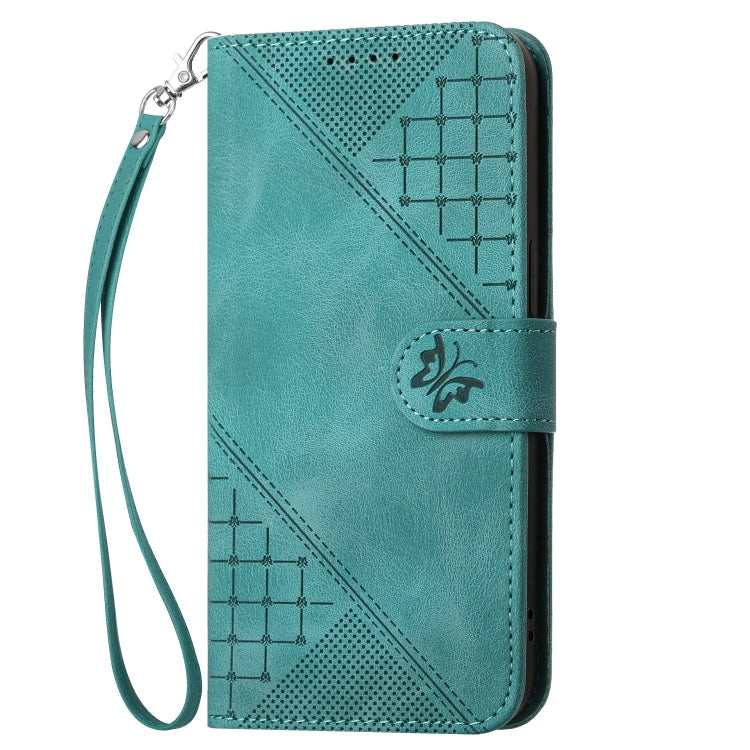 For Redmi K70 YX0080 Grid Butterfly Embossed Pattern Flip Leather Phone Case with Lanyard(Light Blue) - K70 Cases by PMC Jewellery | Online Shopping South Africa | PMC Jewellery | Buy Now Pay Later Mobicred