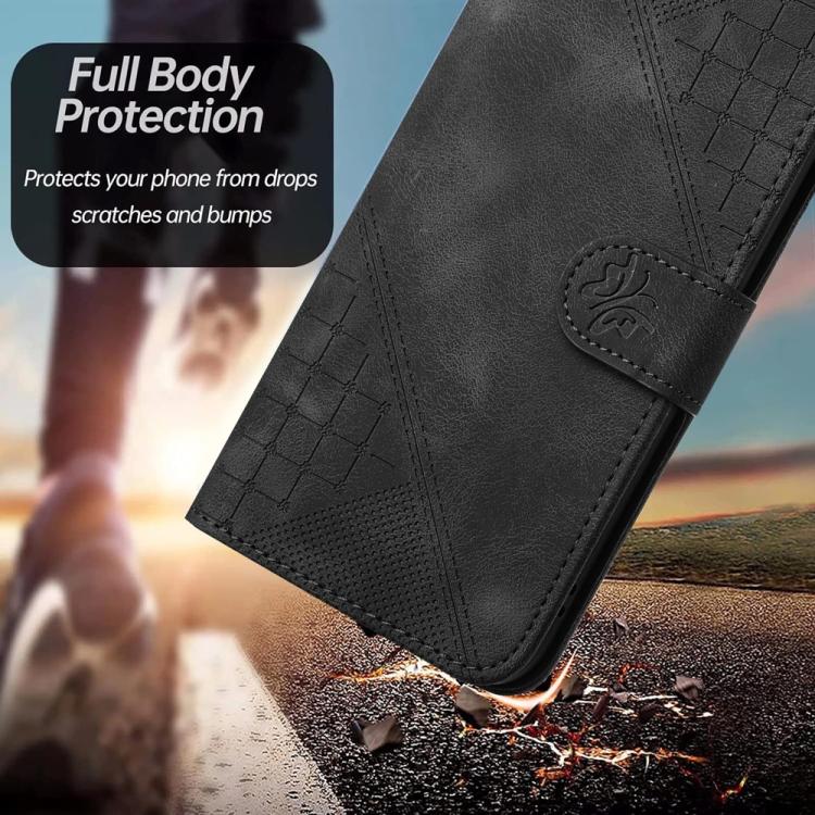 For iPhone 17 Air YX0080 Grid Butterfly Embossed Pattern Flip Leather Phone Case with Lanyard(Black) - free shipping - PMc TechLife - Order now!