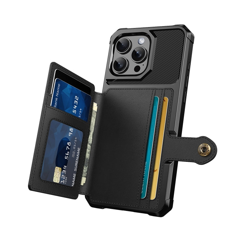 For iPhone 16 Pro Max Magnetic Wallet Card Bag Leather Phone Case(Black) - iPhone 16 Pro Max Cases by PMC Jewellery | Online Shopping South Africa | PMC Jewellery | Buy Now Pay Later Mobicred