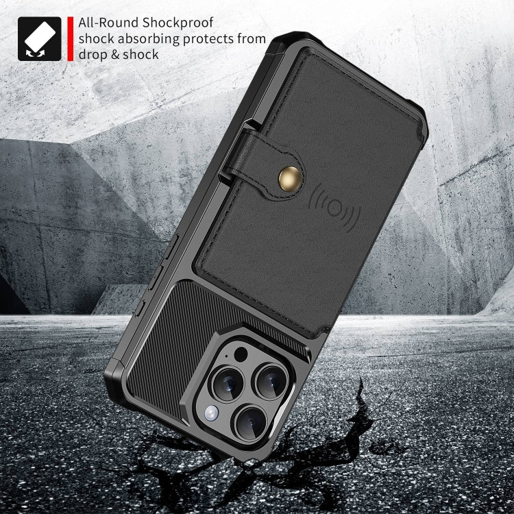 For iPhone 16 Pro Max Magnetic Wallet Card Bag Leather Phone Case(Black) - iPhone 16 Pro Max Cases by PMC Jewellery | Online Shopping South Africa | PMC Jewellery | Buy Now Pay Later Mobicred