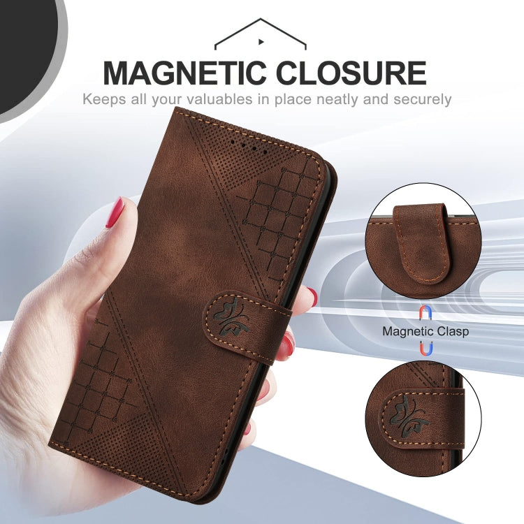 For Motorola Moto G Power 5G 2024 YX0080 Grid Butterfly Embossed Pattern Flip Leather Phone Case with Lanyard(Coffee) - Motorola Cases by PMC Jewellery | Online Shopping South Africa | PMC Jewellery | Buy Now Pay Later Mobicred