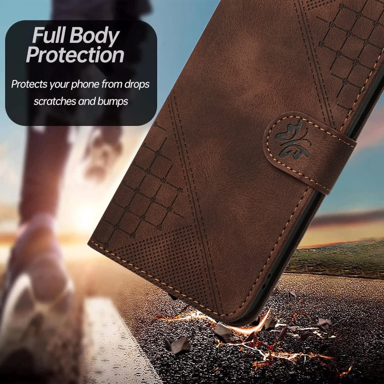 For Motorola Moto G Power 5G 2024 YX0080 Grid Butterfly Embossed Pattern Flip Leather Phone Case with Lanyard(Coffee) - Motorola Cases by PMC Jewellery | Online Shopping South Africa | PMC Jewellery | Buy Now Pay Later Mobicred