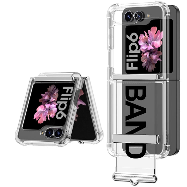 For Samsung Galaxy Z Flip6 GKK Clear Airbag Wristband Holder Phone Case(Transparent Black) - Galaxy Z Flip6 5G Cases by GKK | Online Shopping South Africa | PMC Jewellery | Buy Now Pay Later Mobicred