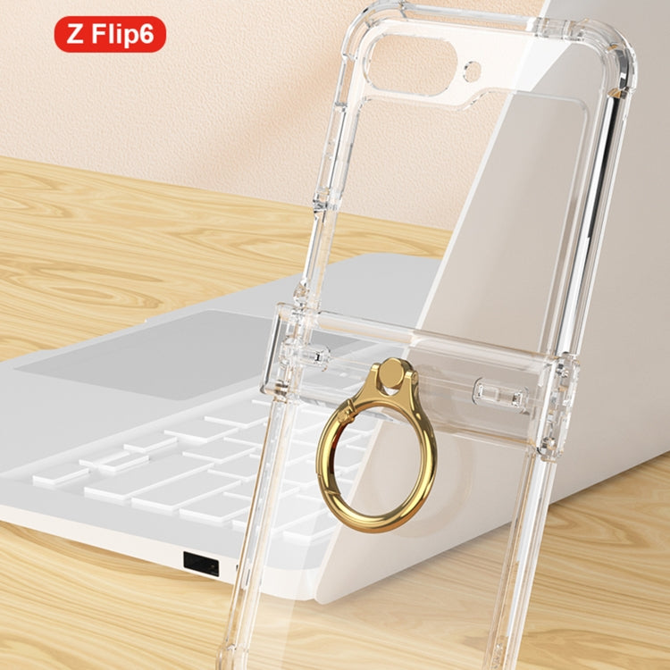 For Samsung Galaxy Z Flip6 GKK Clear Airbag Hinge Full Coverage Phone Case with Ring / Metal Chain(Silver) - Galaxy Z Flip6 5G Cases by GKK | Online Shopping South Africa | PMC Jewellery | Buy Now Pay Later Mobicred