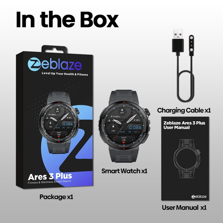 Zeblaze Ares 3 Plus 1.43 inch Fitness & Wellness Smart Watch Supports 24H Health Monitoring(Wild Green) - Smart Watches by Zeblaze | Online Shopping South Africa | PMC Jewellery | Buy Now Pay Later Mobicred