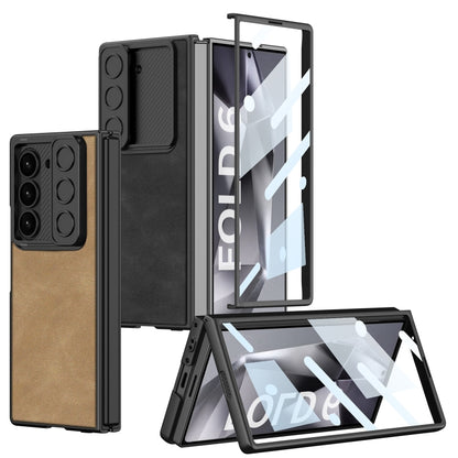 For Samsung Galaxy Z Fold6 GKK Integrated Ultra-thin Sliding Window Frosted Leather Phone Case(Grey) - Galaxy Z Fold6 5G Cases by GKK | Online Shopping South Africa | PMC Jewellery | Buy Now Pay Later Mobicred