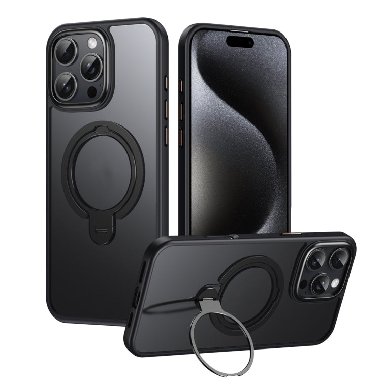 For iPhone 16 Pro Double Ring MagSafe Magnetic Holder Phone Case(Matte Black) - iPhone 16 Pro Cases by PMC Jewellery | Online Shopping South Africa | PMC Jewellery | Buy Now Pay Later Mobicred