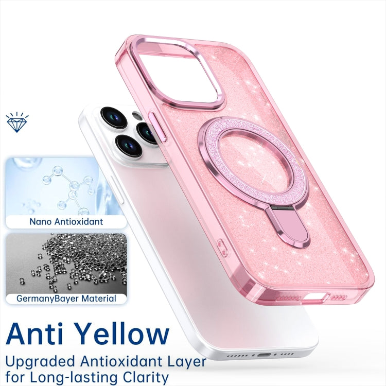 For iPhone 16 Plus Glitter Ring Holder MagSafe Phone Case(Pink) - iPhone 16 Plus Cases by PMC Jewellery | Online Shopping South Africa | PMC Jewellery | Buy Now Pay Later Mobicred