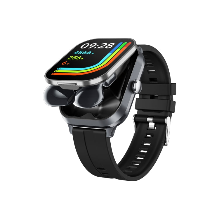 D8 Pro 2.01 inch 2 in 1 Bluetooth Earphone Silicone Strap Smart Watch, Support NFC with Cover(Space Grey) - Smart Watches by PMC TechLife | Online Shopping South Africa | PMC TechLife | Buy Now Pay Later Mobicred