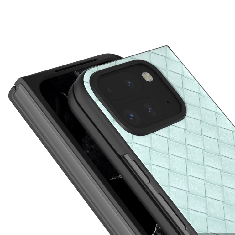 For Google Pixel 9 Pro Fold Black Frame Woven Texture PU Phone Case(Light Green) - Google Cases by PMC Jewellery | Online Shopping South Africa | PMC Jewellery | Buy Now Pay Later Mobicred