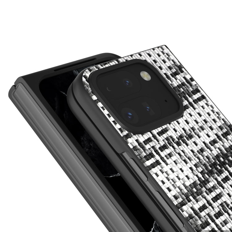 For Google Pixel 9 Pro Fold Black Frame Color Lattice Texture PU Phone Case(Black) - Google Cases by PMC Jewellery | Online Shopping South Africa | PMC Jewellery | Buy Now Pay Later Mobicred