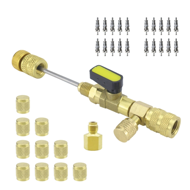 32pcs / Set T6 Air Conditioning Valve Core Remover Installer Tool with Dual Size SAE 1/4 and 5/16 Ports(Gold) - Hand Tool Sets by PMC Jewellery | Online Shopping South Africa | PMC Jewellery | Buy Now Pay Later Mobicred