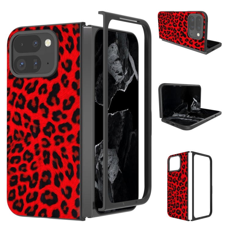 For Google Pixel 9 Pro Fold Black Frame Leopard Full Coverage Phone Case(Red Leopard) - Google Cases by PMC Jewellery | Online Shopping South Africa | PMC Jewellery | Buy Now Pay Later Mobicred