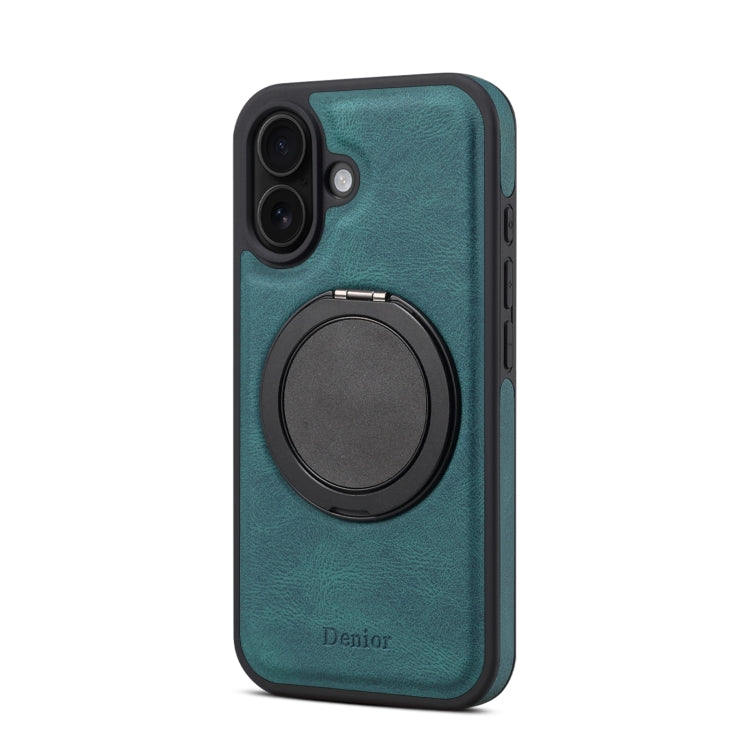 For iPhone 16 Denior A14 Skin Feel Rotating Holder MagSafe Phone Case(Blue) - iPhone 16 Cases by Denior | Online Shopping South Africa | PMC Jewellery | Buy Now Pay Later Mobicred