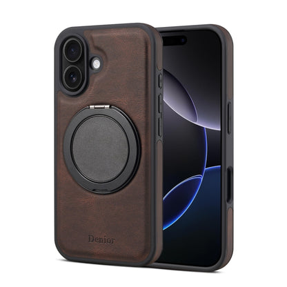 For iPhone 16 Denior A14 Skin Feel Rotating Holder MagSafe Phone Case(Brown) - iPhone 16 Cases by Denior | Online Shopping South Africa | PMC Jewellery | Buy Now Pay Later Mobicred