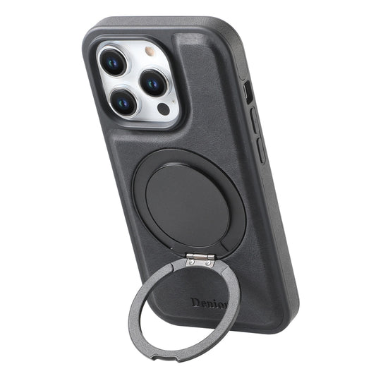 For iPhone 16 Pro Denior A14 Skin Feel Rotating Holder MagSafe Phone Case(Black) - iPhone 16 Pro Cases by Denior | Online Shopping South Africa | PMC Jewellery | Buy Now Pay Later Mobicred