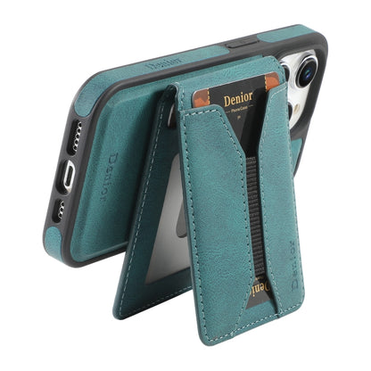 For iPhone 16 Pro Max Denior D18 Skin Feel Rotating Holder MagSafe Detachable Card Slot Phone Case(Blue) - iPhone 16 Pro Max Cases by Denior | Online Shopping South Africa | PMC Jewellery | Buy Now Pay Later Mobicred