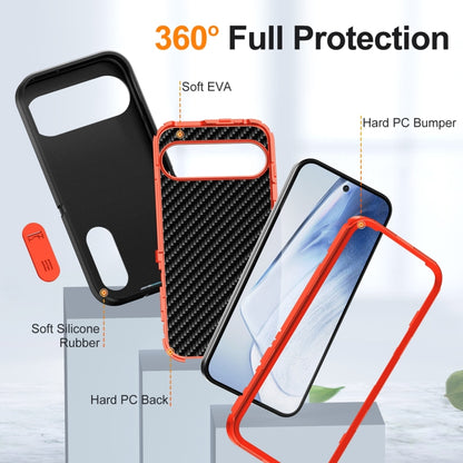 For Google Pixel 9 Pro Rugged PC + Silicone Phone Case with Holder(Black+Orange) - Google Cases by PMC Jewellery | Online Shopping South Africa | PMC Jewellery | Buy Now Pay Later Mobicred