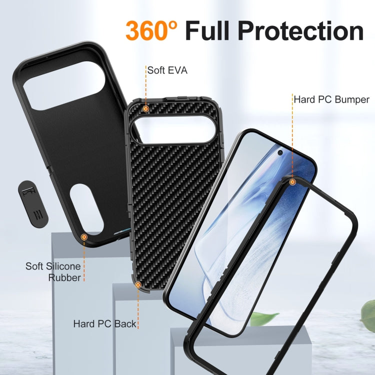 For Google Pixel 9 Pro Rugged PC + Silicone Phone Case with Holder(Black) - Google Cases by PMC TechLife | Online Shopping South Africa | PMC TechLife | Buy Now Pay Later Mobicred