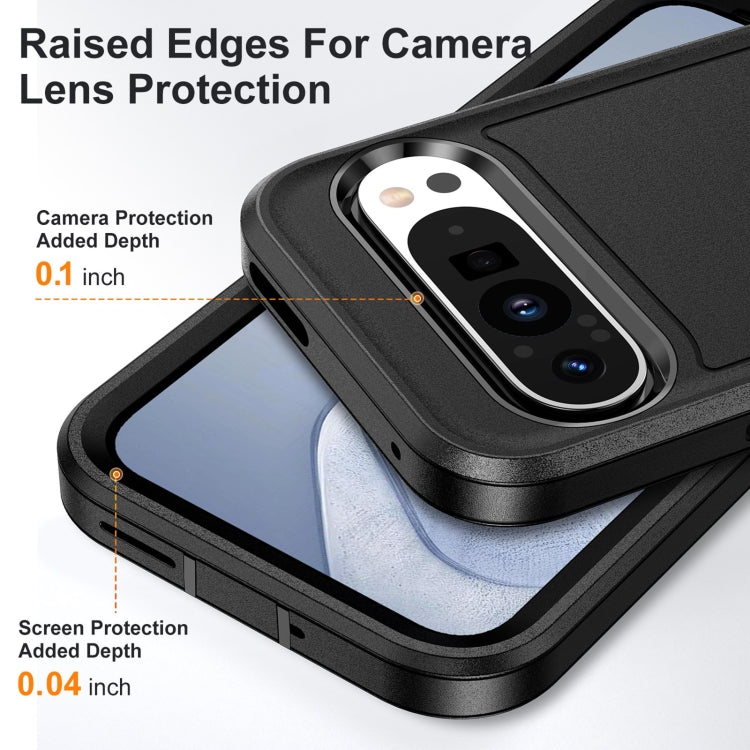 For Google Pixel 9 Pro Rugged PC + Silicone Phone Case with Holder(Black) - Google Cases by PMC TechLife | Online Shopping South Africa | PMC TechLife | Buy Now Pay Later Mobicred