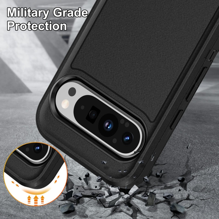 For Google Pixel 9 Pro Rugged PC + Silicone Phone Case with Holder(Black) - Google Cases by PMC TechLife | Online Shopping South Africa | PMC TechLife | Buy Now Pay Later Mobicred