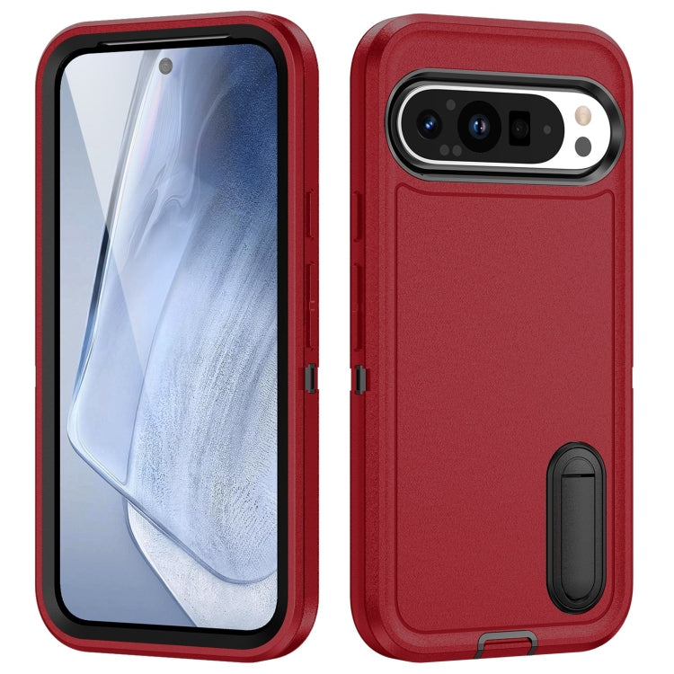 For Google Pixel 9 Rugged PC + Silicone Phone Case with Holder(Red+Black) - free shipping - PMC TechLife - Order now!