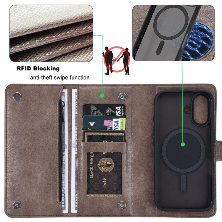 For iPhone 16 Plus ViLi GVS Series MagSafe Magnetic RFID Leather Phone Case(Coffee) - iPhone 16 Plus Cases by ViLi | Online Shopping South Africa | PMC Jewellery | Buy Now Pay Later Mobicred