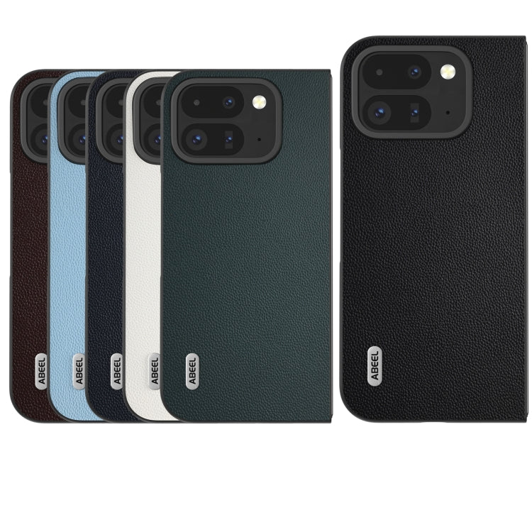 For Google Pixel 9 Pro Fold ABEEL Genuine Leather Elegant Black Edge Phone Case(Coffee) - Google Cases by PMC TechLife | Online Shopping South Africa | PMC TechLife | Buy Now Pay Later Mobicred