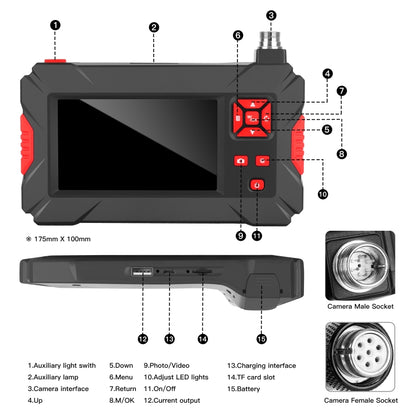 P30 8mm 1080P IP68 Waterproof 4.3 inch Screen Dual Camera Digital Endoscope, Length:10m Hard Cable(Black) -  by PMC Jewellery | Online Shopping South Africa | PMC Jewellery | Buy Now Pay Later Mobicred