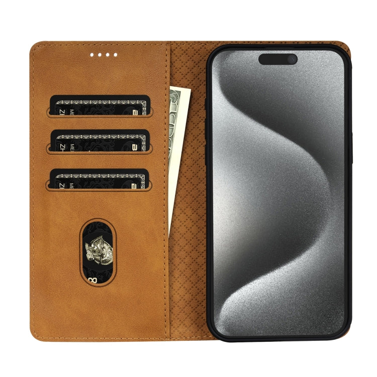 For iPhone 16e N.BEKUS CSJ-P1 Solid Color Leather Phone Case(Brown) - iPhone 16e Cases by N.BEKUS | Online Shopping South Africa | PMC TechLife | Buy Now Pay Later Mobicred